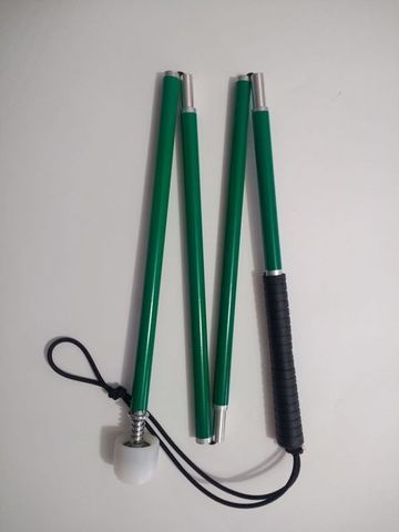 Bastón de Aluminio de 4 Tubos con Deslizador de Bola Color Verde